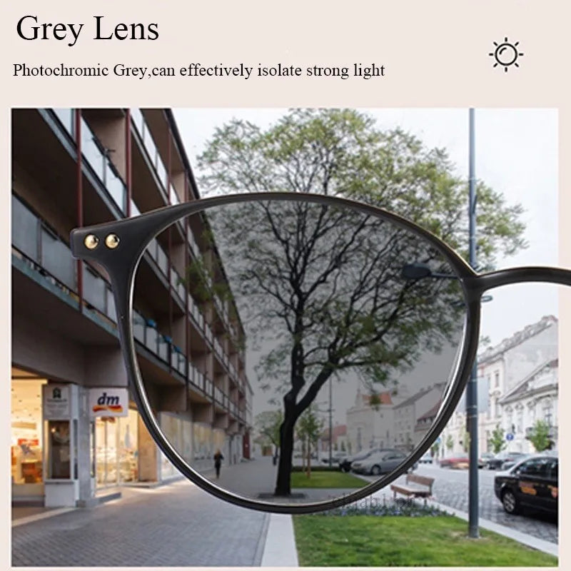 Photochromic Anti Radiation Eyeglasses For Women Transition Metal Frame Shades UV400  Eyewear Replaceable Lens