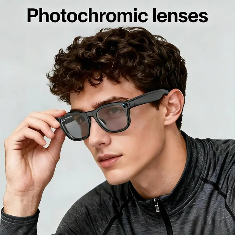 Smart AI Glasses with 1080P HD Camera, Bluetooth, Voice Assistant & Translation, TR90 Frame for Travel & Vlogging