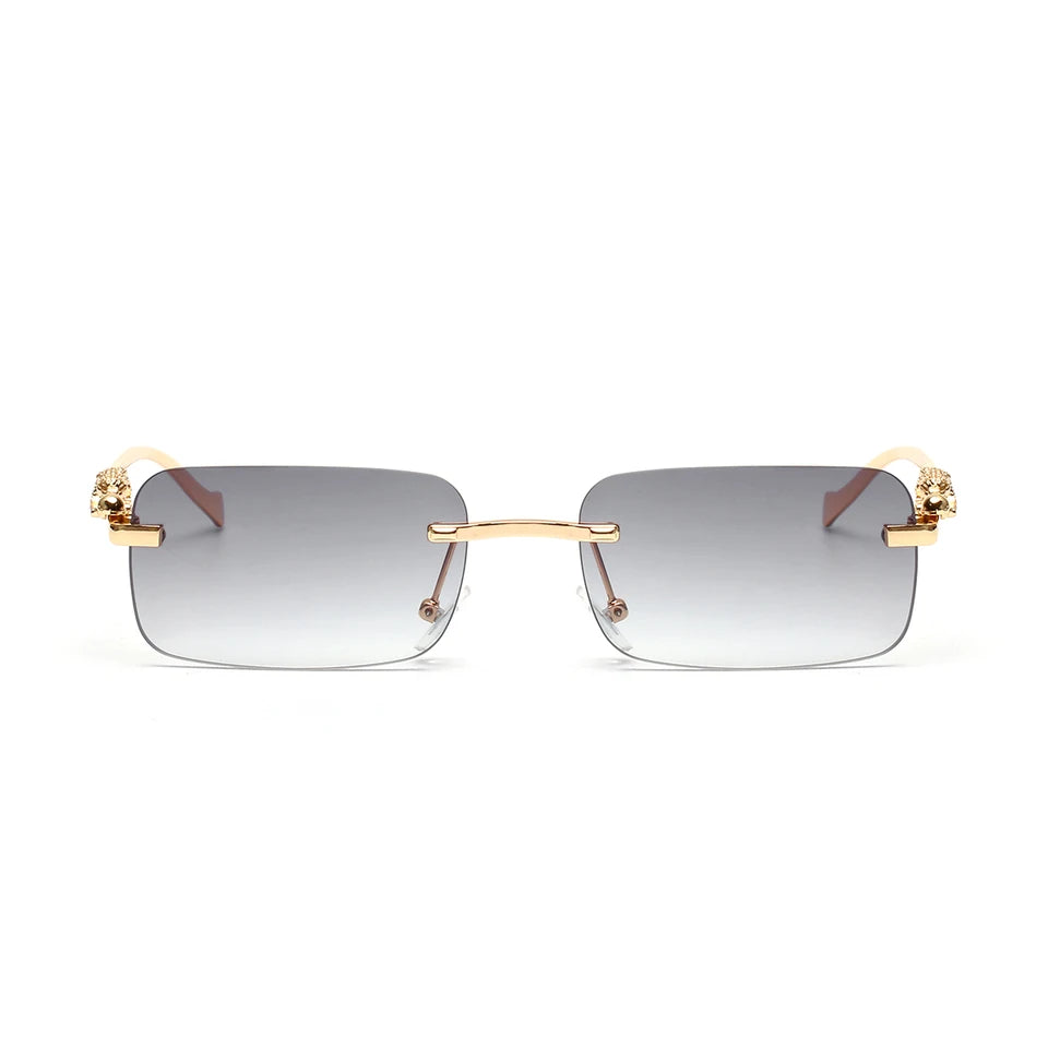 Ruiao rimless sunglasses UV400 fashion square metal glasses for men women designer man's brand sun glasses shades for outdoor