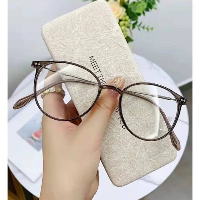 Photochromic Anti Radiation Eyeglasses For Women Transition Metal Frame Shades UV400  Eyewear Replaceable Lens