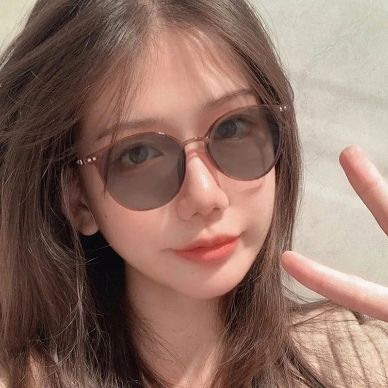 Photochromic Anti Radiation Eyeglasses For Women Transition Metal Frame Shades UV400  Eyewear Replaceable Lens