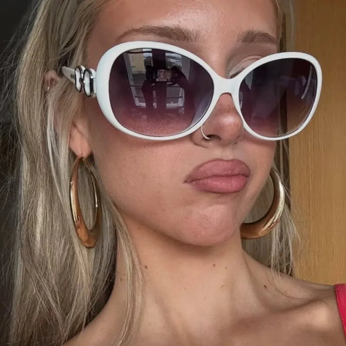 2026 Retro y2K Large-framed Gradient Sunglasses Women UV Protection Oval Sun Glasses Ins Fashion Elegant Eyewear High-end Decor