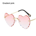 Gradient Lens Thin Metal Frame Rimless Heart Sunglasses SunGlasses for Women Eyewear Heart-Shaped Sunglasses