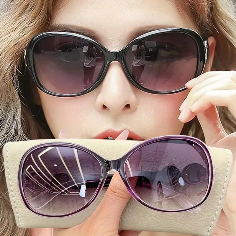 2026 Retro y2K Large-framed Gradient Sunglasses Women UV Protection Oval Sun Glasses Ins Fashion Elegant Eyewear High-end Decor