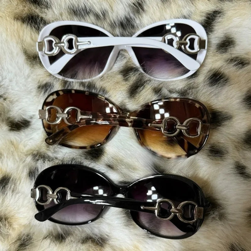 2026 Retro y2K Large-framed Gradient Sunglasses Women UV Protection Oval Sun Glasses Ins Fashion Elegant Eyewear High-end Decor