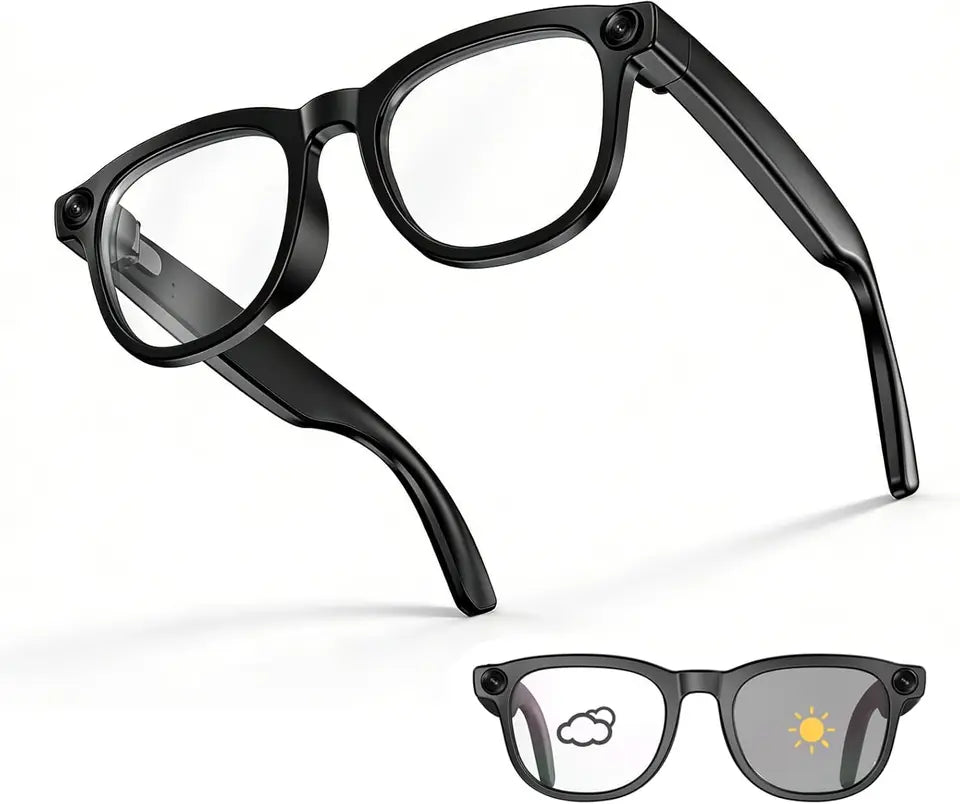 Smart AI Glasses with 1080P HD Camera, Bluetooth, Voice Assistant & Translation, TR90 Frame for Travel & Vlogging